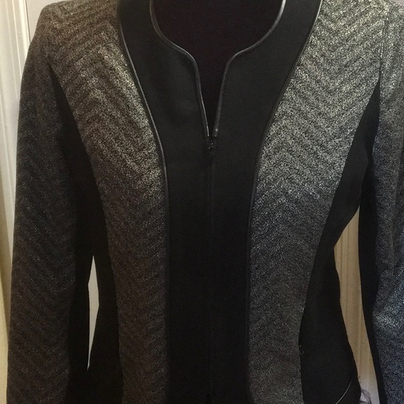 LAFAYETTE 148 NY Black KNIT BLAZER Chevron 4P - Picture 4 of 8